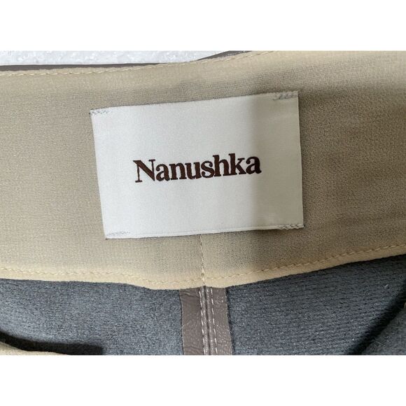 NANUSHKA Women’s Size L Faux Leather Pants Brown Split Ankle Wide Leg - Picture 6 of 9